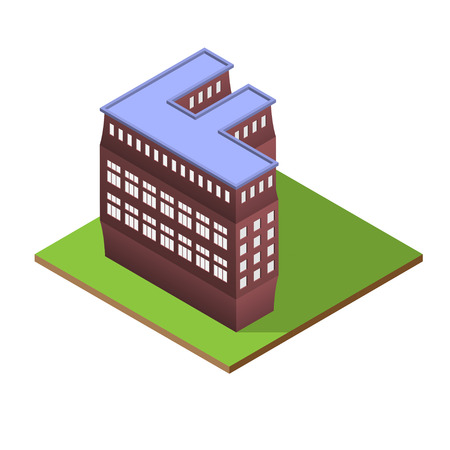 Isometric building letter F formのイラスト素材