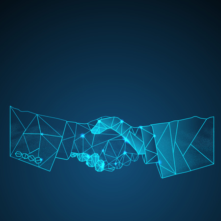 Dark blue background with outline handshake business menのイラスト素材