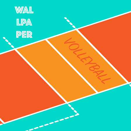 Colorful isometric volleyball court in perspective with text for plackardのイラスト素材