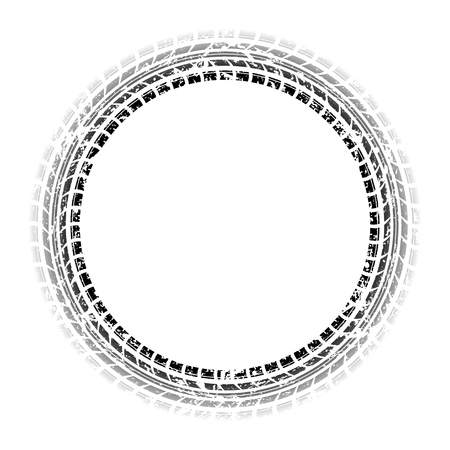 Black tire track silhouette in circle form with gradientのイラスト素材
