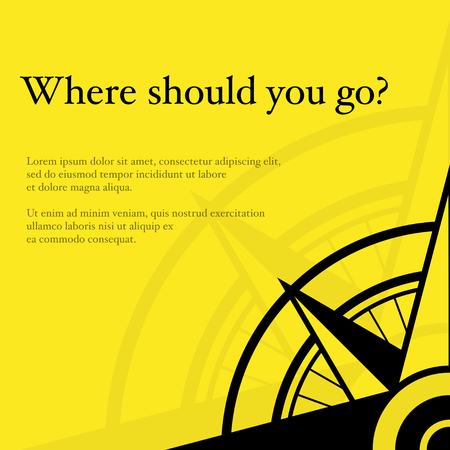 Yellow background with black windrose and sample textのイラスト素材