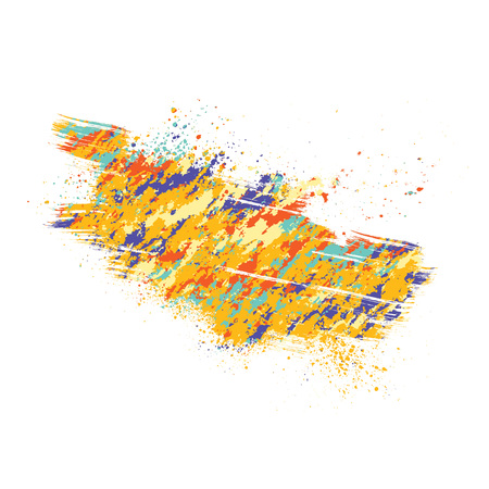 Grunge splash brush with different color elementsのイラスト素材
