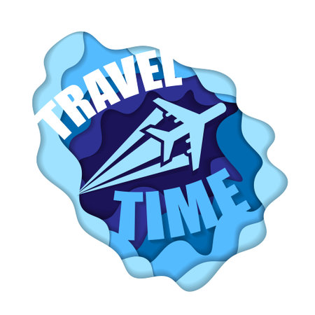 Abstract blue background with cut paper elements and golden fishのイラスト素材