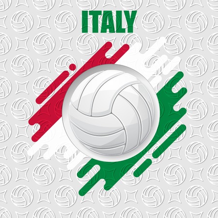 Color volleyball symbol with shadows isolated on white background with Italy flagのイラスト素材