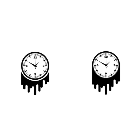 Black clock with brush paintings isolated on white backgroundのイラスト素材