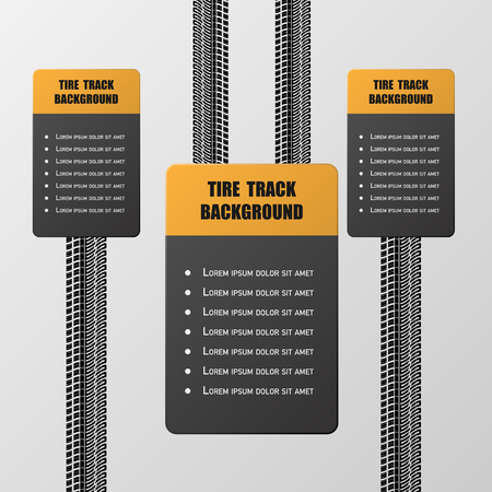 Set of black tire track silhouettes with orange stickersのイラスト素材