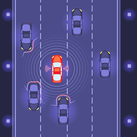 Car with scaning on roadのイラスト素材