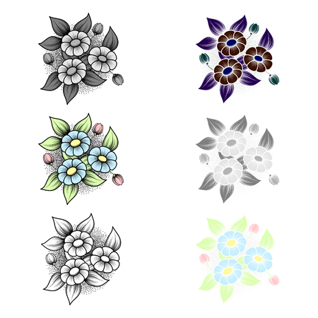 Different three daisy patternsのイラスト素材