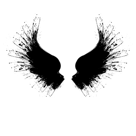 Black grunge wings twoのイラスト素材
