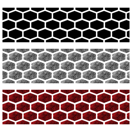 Three different tire track silhouettes with fingerprint patternsのイラスト素材