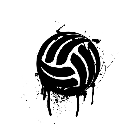 Black grunge volleyball silhouette isolated on whiteのイラスト素材