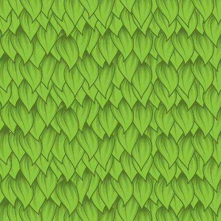 Abstract green leaves background with outline silhouettesのイラスト素材