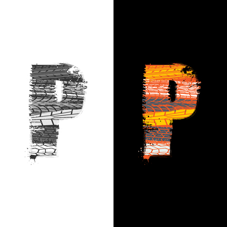 Tire track letter Pのイラスト素材