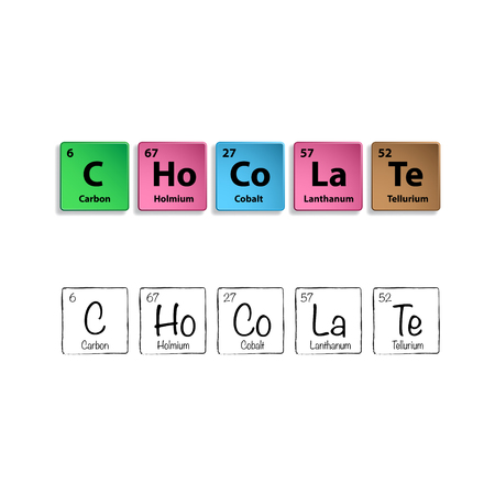 Black and color periodic elements squares word chocolateのイラスト素材