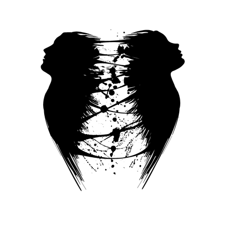 Flying grunge couple gapのイラスト素材