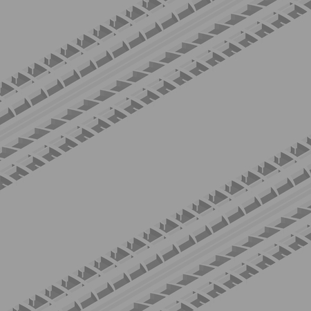 Gray background with isometric tire track silhouettesのイラスト素材
