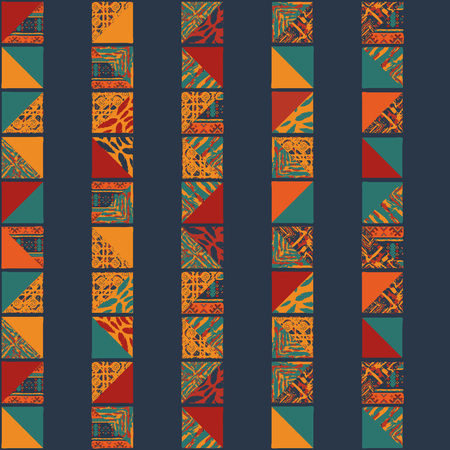 Boho seamless squares patternのイラスト素材