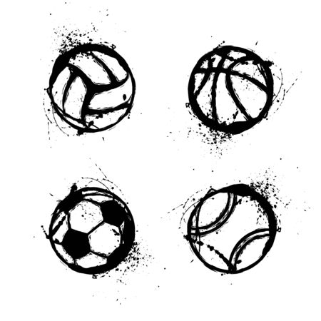 Sport grunge balls setのイラスト素材