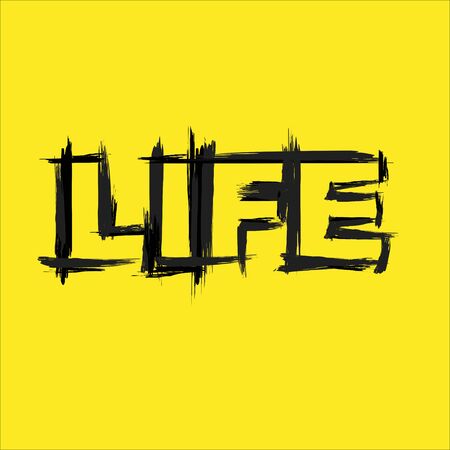 Life text grunge yellow backgroundのイラスト素材
