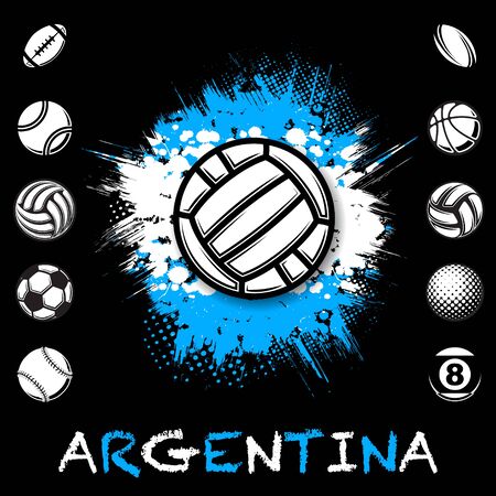 Black sport balls grunge setのイラスト素材