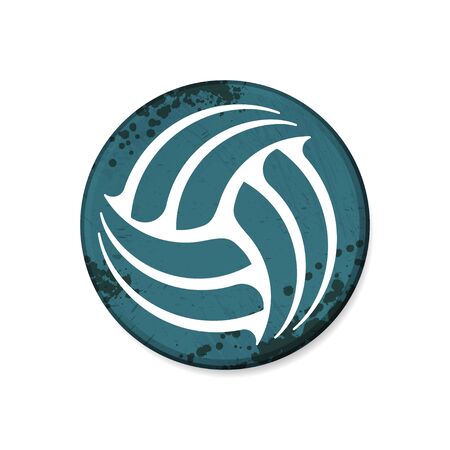Grunge blue circle board frame with volleyball silhouette isolated on white backgroundのイラスト素材