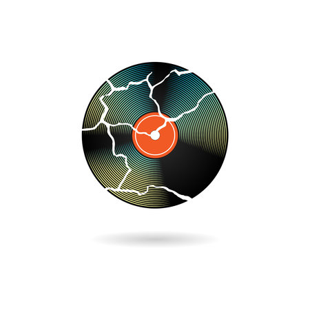 Vinyl record symbol cracked