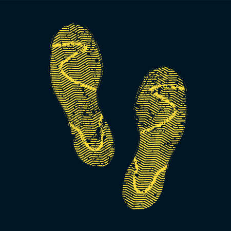 Shoes print yellow silhouetteのイラスト素材