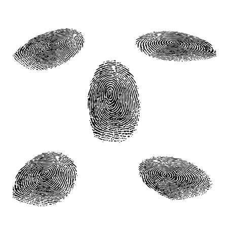 Fingerprint outline isometric silhouetteのイラスト素材