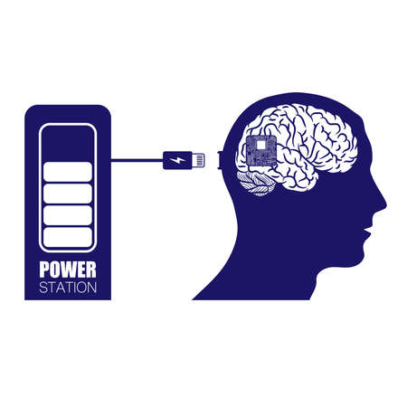 Brain in head chargingのイラスト素材