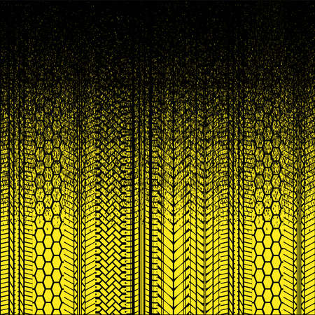 Tire tracks grunge yellow backgroundのイラスト素材