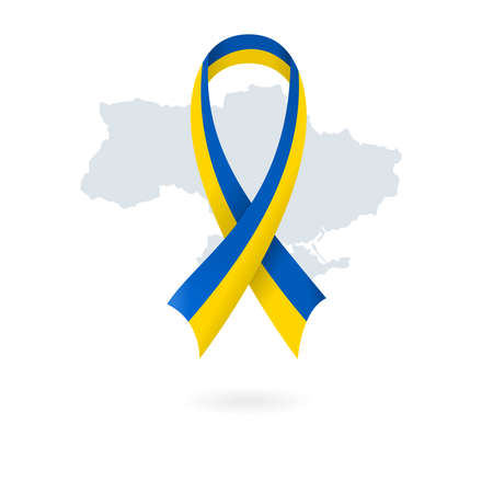Ukrainian national flag ribbon mapのイラスト素材