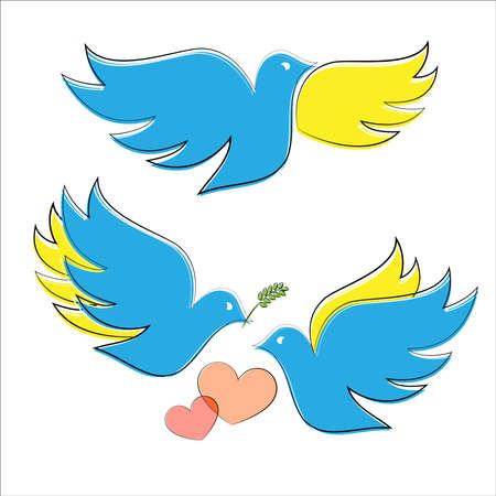 Peace doves and hearts setのイラスト素材