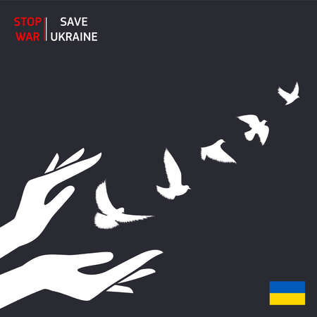 Human hands with doves in Ukraineのイラスト素材