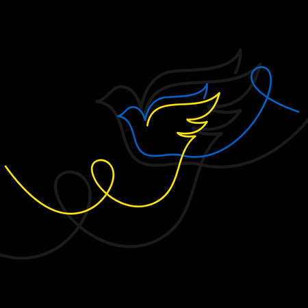 Lineart black dove silhouetteのイラスト素材