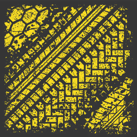 Black tire tracks grunge patternのイラスト素材