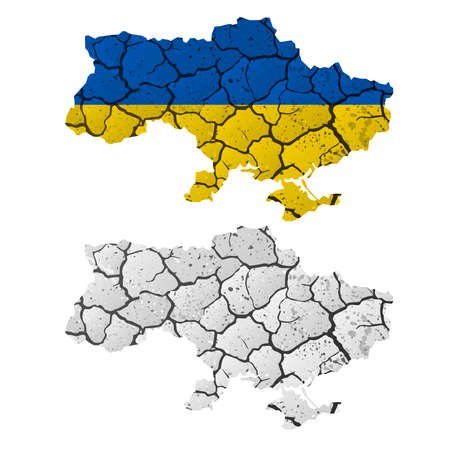 Cracks Ukraine map war groundのイラスト素材