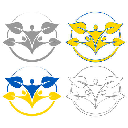 Ukraine color family abstract silhouetteのイラスト素材