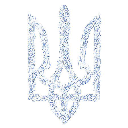 Ukraine coat of arms floral line