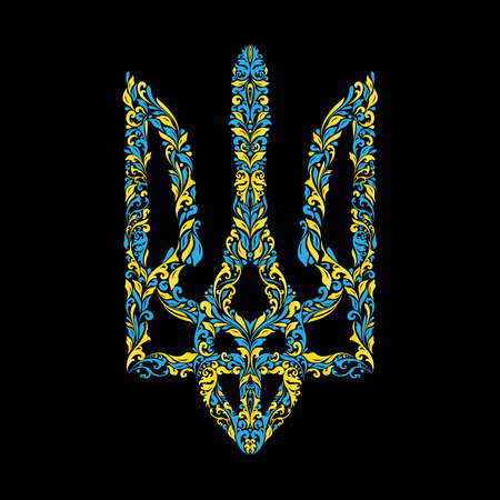 Ukraine coat of arms floral two colorのイラスト素材