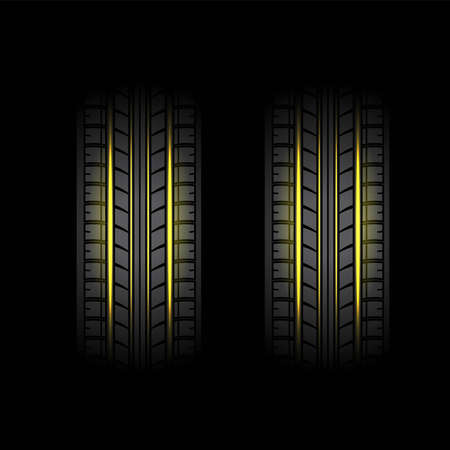 Tire tracks with red shine linesのイラスト素材