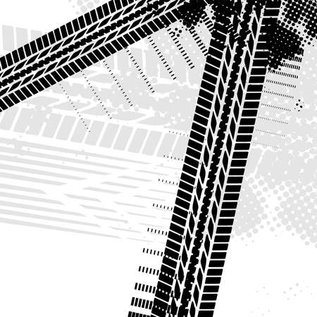 Tire track halftone background black and whiteのイラスト素材
