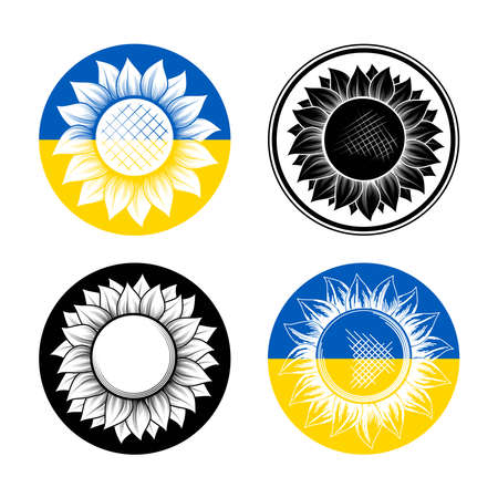 White color sunflower silhouetteのイラスト素材