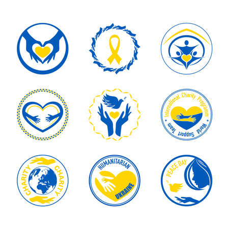 Charity Ukraine support labels setのイラスト素材