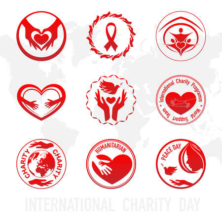 Red circles charity labels backgroundのイラスト素材