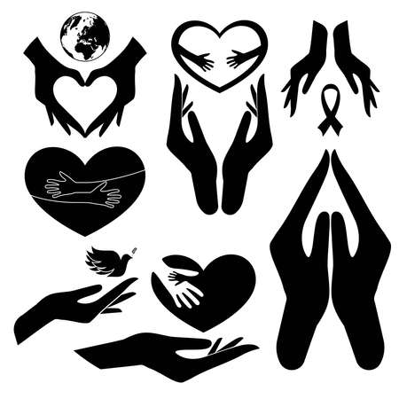 Support pray and help labels setのイラスト素材