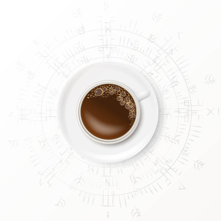 Magic white coffee cup backgroundのイラスト素材