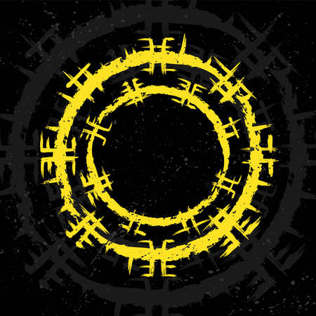 Scandinavian viking yellow circle symbol patternのイラスト素材