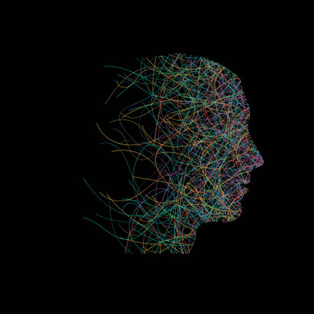Abstract color lines man face