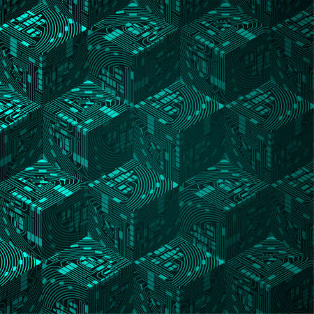 Crypto coin circuit black backgroundのイラスト素材