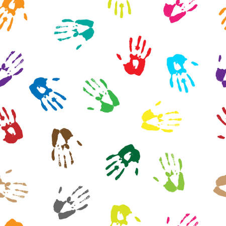 Human hands color print seamless backgroundのイラスト素材